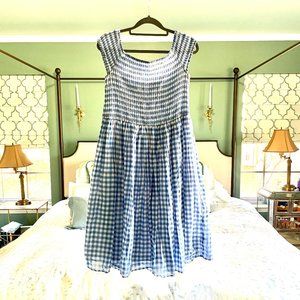 J. CREW Blue Gingham Midi Dress